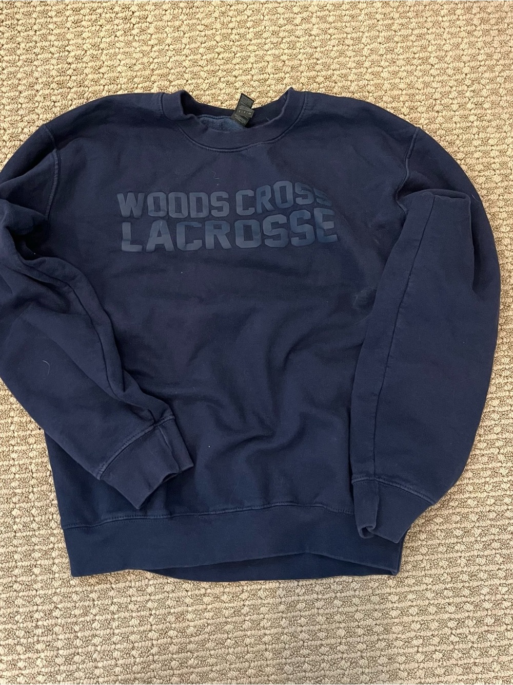 Men's Navy 'Woods Cross Lacrosse' Crewneck Sweatshirt